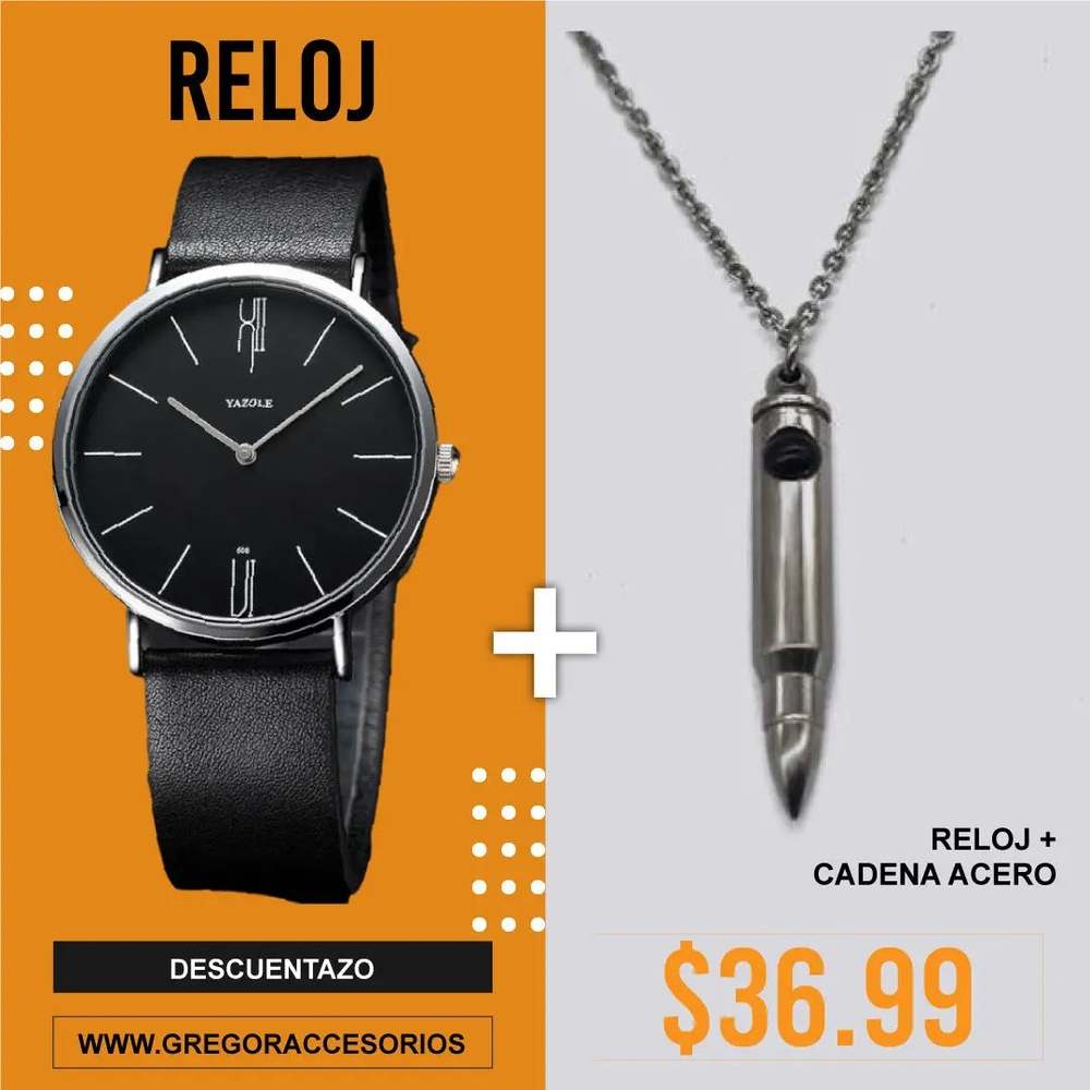 Combo Reloj Yazole+ Cadena Bala 950 - Gregor Relojes y Accesorio Ecuador