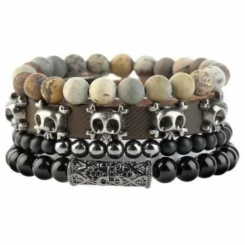 Pulsera calavera negra/gris 1235 - Gregor Relojes y Accesorio Ecuador