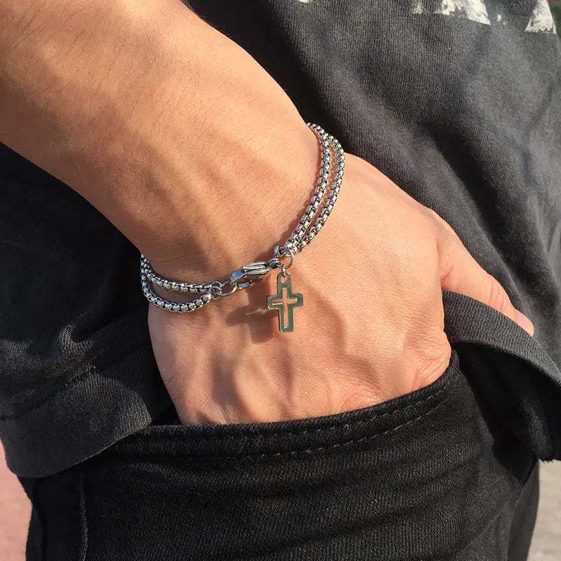 Pulsera Vnox Cruz Plateada 226 - Gregor Relojes y Accesorio Ecuador