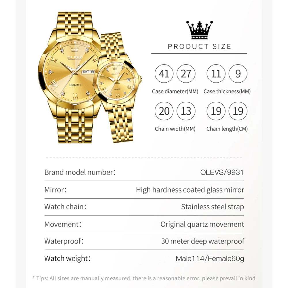 Reloj Pareja Olevs Gold