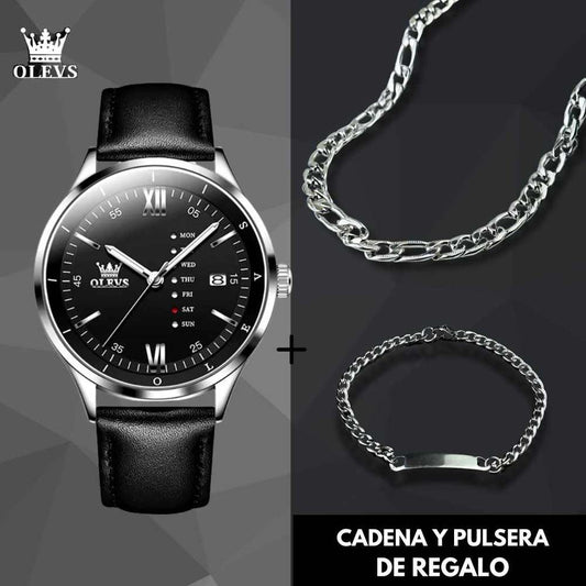 RELOJ OLEVS + PULSERA + CADENA