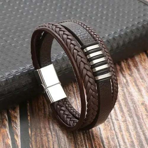 Pulsera de cuero café 1211 - Gregor Relojes y Accesorio Ecuador