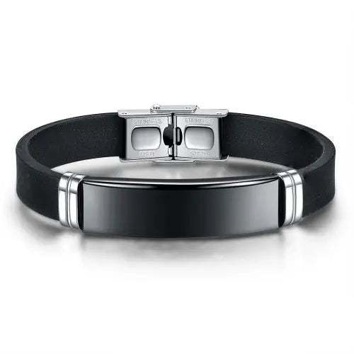Pulsera goma placa negra 1244 - Gregor Relojes y Accesorio Ecuador