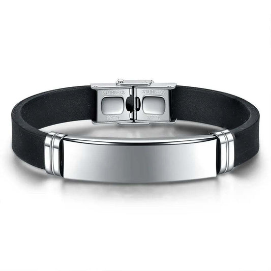Pulsera goma placa plateada 1243 - Gregor Relojes y Accesorio Ecuador