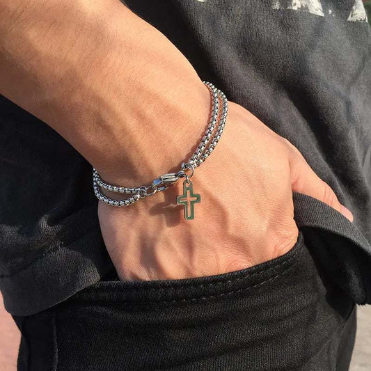 Pulsera Vnox Cruz Plateada 226 - Gregor Relojes y Accesorio Ecuador