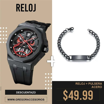 Reloj Poedagar + Pulsera Negra 975 - Gregor Relojes y Accesorio Ecuador